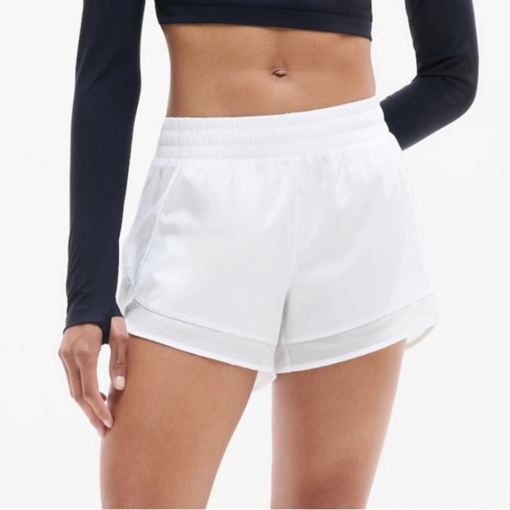 Athleta Mesh Racer Run White Shorts